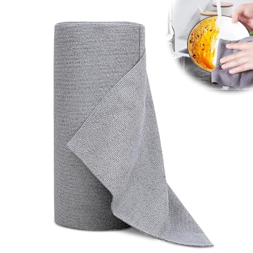 Mikrofaser Reinigungstuch Rolle, 50 Stück Abreißbare Putztücher，Wiederverwendbare Fusselfreie Lappen Geschirrtücher 30 * 30cm putztücher für Auto, Haushalts und Küchenreinigung von Feirdhoo