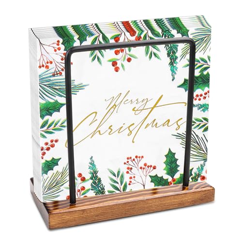 Serviettenhalter Holz und Metall Serviettenhalter Schwarz Serviettenspender für Tisch Servietten Halter Metall Serviettenständer für Tisch Küchenzubehör Servietten Halterung zum Dekorieren von Feirdhoo