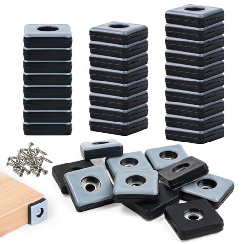 Teflongleiter zum Schrauben,36 Stück Teflon Möbelgleiter zum Schrauben 25 x 25 mm (eckig) mit Edelstahlschrauben Möbelgleiter Set für Möbel Böden Sessel Stuhlbeine von Feirdhoo