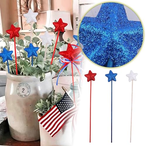 Accessoires Unabhängigkeitstag-Dekorationen, 18-teilig, Schaumstoff und Holz, patriotisches Partyzubehör für Zuhause (Blue, 21.5X3.5cm) von Feizikaw
