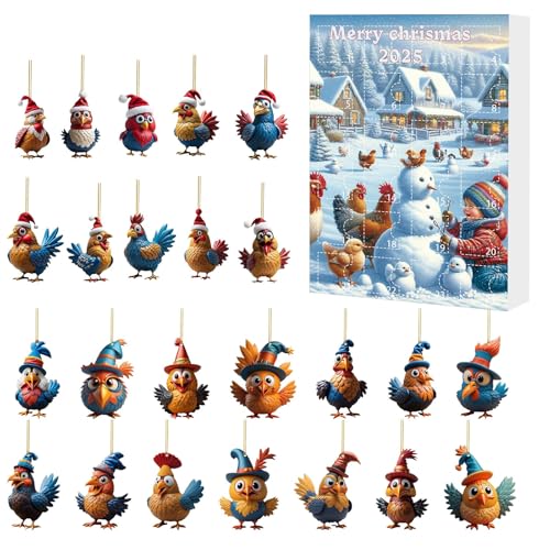 Adventskalender 2D-interessante Hühner-Ornamente, Countdown-Kalender-Set, süßes Hühner-Acryl-Sammlerstück, bedeutungsvolle Dekoration Adventskalender 2D-interessante Hühner-Ornamente, Countdown-Kalender-Set, süßes Hühner-Acryl-Sammlerstück, bedeutungsvolle Dekoration von Feizikaw