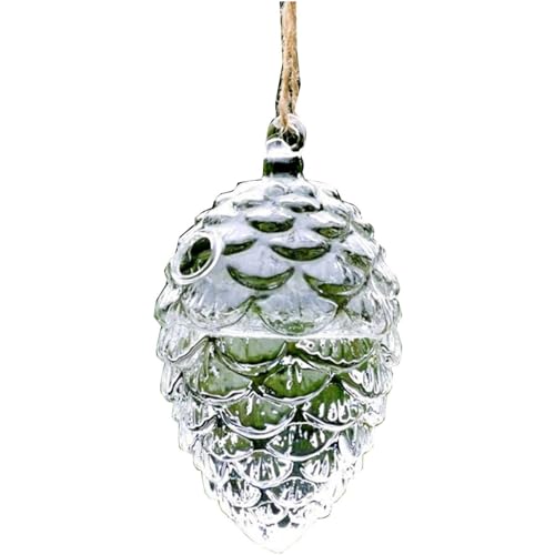 Bird Feeder Glas- für den Außenbereich, hängende Tannenzapfen-Form, Wildvogel- mit runden Futteröffnungen, geblasenes Glas-Vogelfutterstation für Garten- Hinterhofdekorationen (White, One Size) von Feizikaw