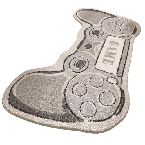 Duschvorleger Frottee Niedlicher Gaming-Teppich mit Cartoon-, Game-Controller, Fußmatten, rutschfest, extra weich, saugfähig, maschinenwaschbar, Spielzimmerteppich, Duschmatte, (Grey, 40X60CM) von Feizikaw