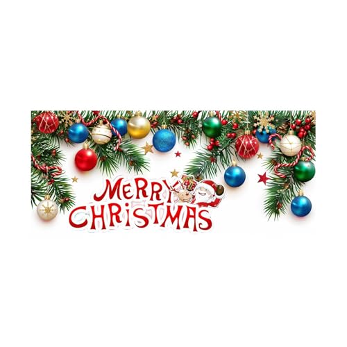 Feizikaw Accessoires Weihnachtshintergrundtuch, Klassische Beleuchtung, Urlaubsparty-Dekoration, Outdoor-Banner, Frohe Weihnachten, Urlaubsdekoration (B, 480X210cm) von Feizikaw