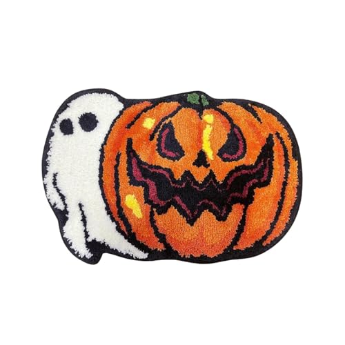 Feizikaw Badezimmer Badezimmermatte Kürbis Badezimmerteppich Rutschfester und seltsamer Badezimmerteppich Geeignet für Halloween-Heimdekoration (E, One Size) von Feizikaw