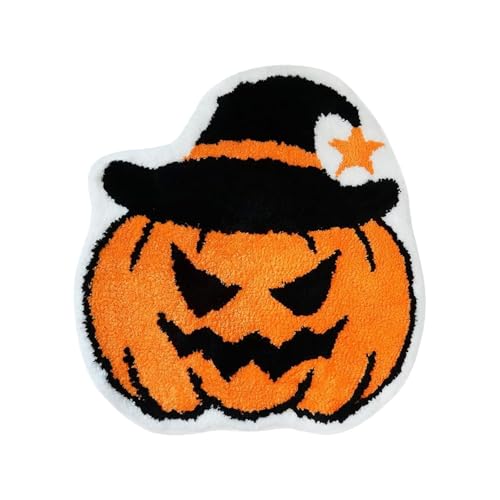 Feizikaw Badezimmer Garnitur Badezimmermatte Kürbis Badezimmerteppich Rutschfester und seltsamer Badezimmerteppich Geeignet für Halloween-Heimdekoration (C, One Size) von Feizikaw