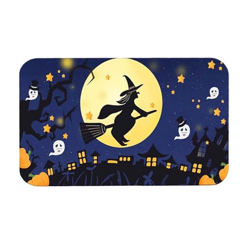 Feizikaw Badezimmer-Teppich Badezimmermatte Hexen-Badezimmerteppich, rutschfest und seltsam, geeignet für Halloween, Heimdekoration (Dark Blue1, 40x60cm) von Feizikaw