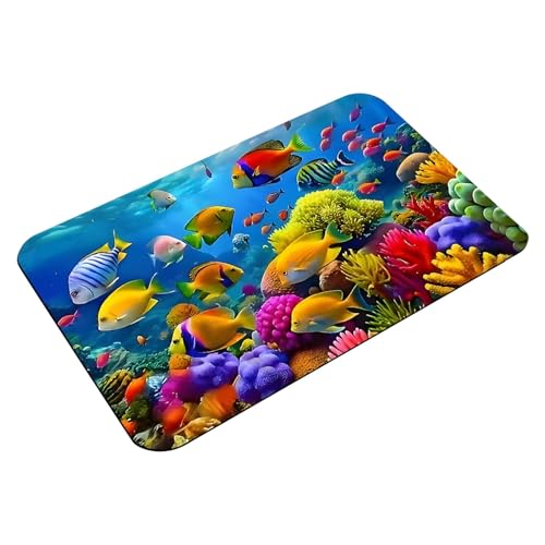 Badezimmer Teppiche Saugfähige Kieselgur-Fußmatte für Badezimmer und Eingangsbereich, rutschfest, fleckenabweisender Teppich (Sky Blue, 60x90cm) von Feizikaw