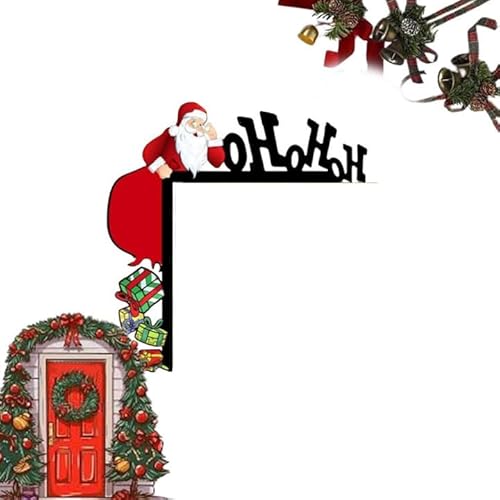 Feizikaw Hochzeit Party Zubehör 2024 Holz Weihnachtstür Eckdekoration: Weihnachtstür Top Rahmen Dekoration Eckdekoration Wand Handbemalt Holz Fensterrahmen Holz Weihnachtsmann (C, One Size) von Feizikaw