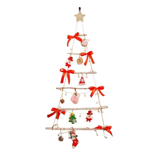 Feizikaw Party Accessoires Weihnachtsbaum aus Holz zum Aufhängen an der Wand, Weihnachtsbaum in Holzfarbe, Weihnachtsdekoration (A, 113x55cm) von Feizikaw