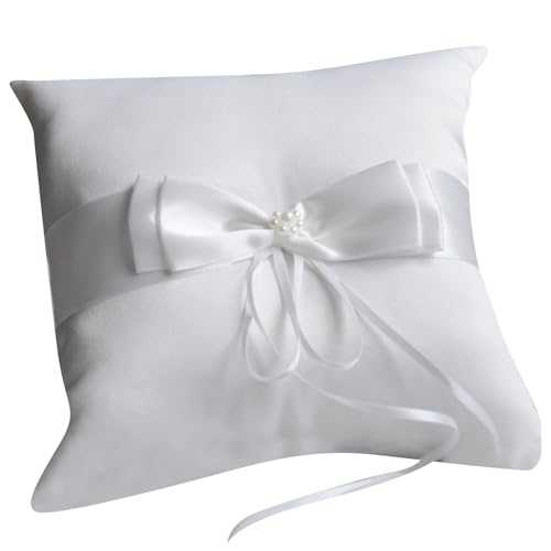 Feizikaw Party ZubehöR Exquisites Ringkissen für den Brautehering, perfekt zum Bewahren Ihrer Ehegelübde. EIN Muss für die Hochzeit, um eine Hochzeitsatmosphäre zu schaffen! (White, 长10cm宽10cm) von Feizikaw