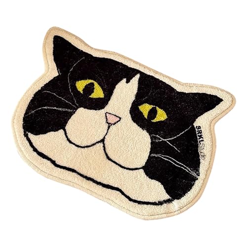 Flauschiger Teppich Niedliche Badematte mit Katzenmotiv, Badevorleger mit Katzenmotiv, wasserabsorbierend, rutschfeste Matte, weicher, maschinenwaschbarer Teppich für Schlafzimmer, (Orange, 60X44cm) von Feizikaw