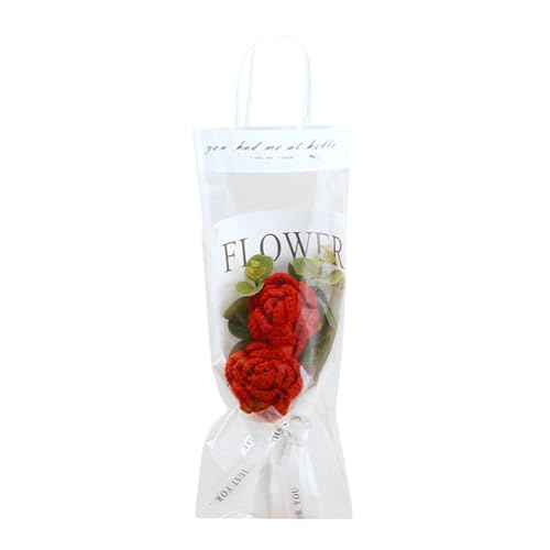 Getrocknete Blumen Häkelsträuße aus Rosenhäkelarbeit können als Dekoration zum Valentinstag, zur Rehabilitation und zum Geburtstag von Frauen verwendet Werden. Blumenstrauß zum (Red, 30x12cm) von Feizikaw