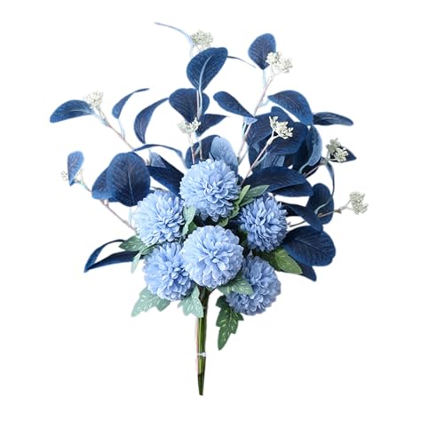 Getrocknete Blumen Simulation Blume Tischtennis Chrysantheme Bouquet Hause Dekoration (Blue, 45cm) von Feizikaw