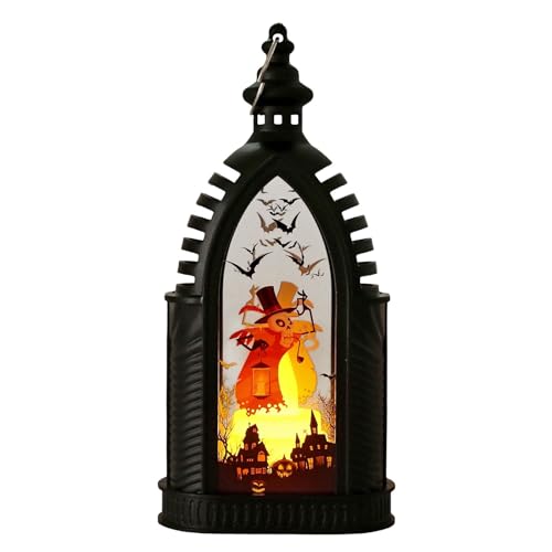 Halloween Kürbis Laterne Deko - Outdoor LED-Kerzenlaterne mit Batteriebetrieb | Herbst & Gartendekoration | Hängedeko für Party & Feiern (B) von Feizikaw