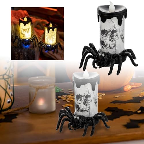 Halloween ​​Tischoberfläche Dekoration Verwandeln Sie Ihren Raum mit der leuchtenden Kerzenlampe – perfekt für Halloween-Partys und gemütliche Nächte! (Black, 9x9x9cm) von Feizikaw