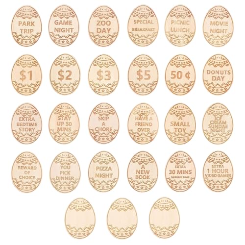 Hochzeit Accessoires Holz Osterei Familie Ostereierfüller mit Ei einlösbare Ostereierfüller für Kinder Teens Ostereiersuche Party (C, 5cm) von Feizikaw