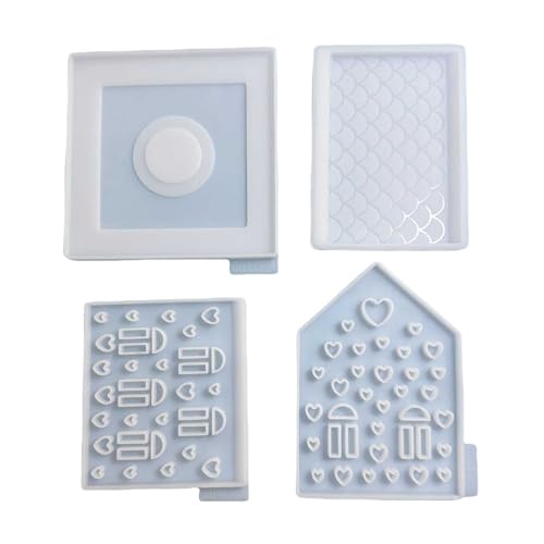 Hochzeitsdeko Tisch 4PCS Silikon Formen Casting Formen Hause Kerze Für Gießen Silikon Form Hause Mit Kerze Form Seife (White, One Size) von Feizikaw