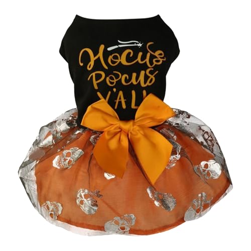 Feizikaw Hunde Klamotten Haustier Kleidung Halloween Hund Katze Party Dekoration Halloween Sk Ull Schwarz Kleine Mittlere Hund (Black, L) von Feizikaw