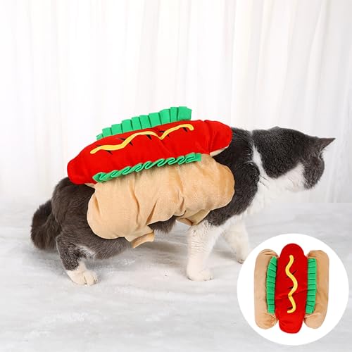 Feizikaw Hunde Klamotten Hot Dog-Haustierkostüm Kleines und mittelgroßes Katzen- und Hundekostüm Die Hot Dog-Form kann für Haustier-Rollenspiele verwendet Werden (B, 30.2CM) von Feizikaw