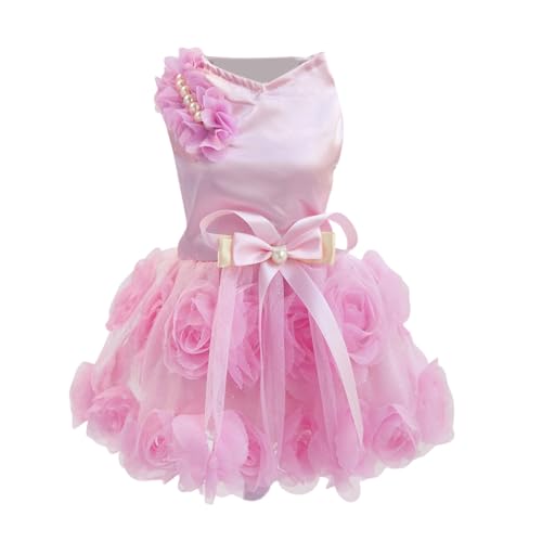 Feizikaw Hundekleid Haustierkleider Frühling und Sommer Haustierkleidung Frühling und Sommer süße Haustierbedarfskleider Rosenkleid (F, XXL) von Feizikaw