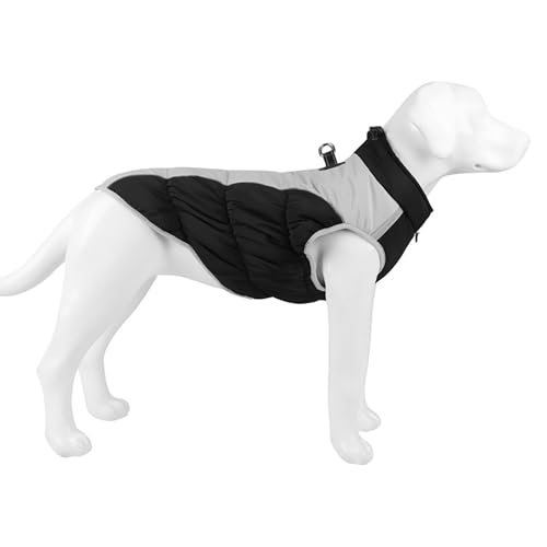 Hundekleid Warmer Wintermantel für Hunde, Hundemantel aus Fleece, Hundejacke mit integriertem Geschirr, winddicht, Hundemantel für kaltes Wetter, reflektierender Rollkragen, großer (Q, 35x25 cm) von Feizikaw