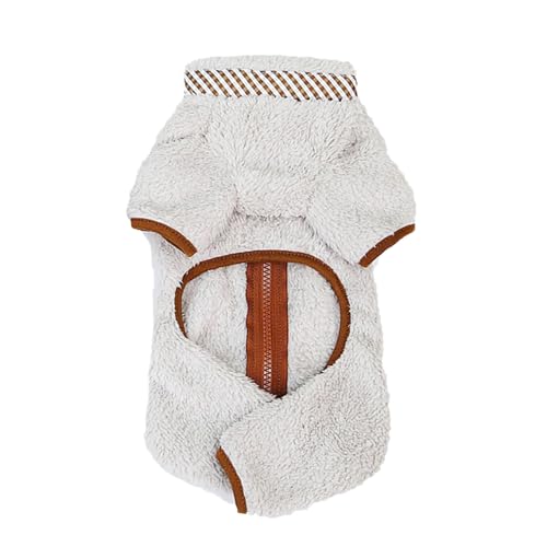 Hundekleider Fleece-Hundemantel für kleine Hunde mit doppeltem D-Ring-Reißverschluss auf der Rückseite, Haustier-Overall, Welpen-Schlafanzug, Winter-Herbst, Chihuahua, Yorkie, (Beige, 28X19X2cm) von Feizikaw