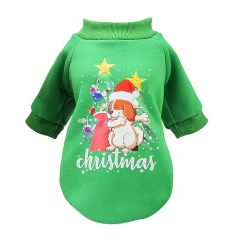 Feizikaw Hundekleider Haustierkleidung Hundekleidung Herbst/Winter Neue kleine Hunde Haustier Herbst/Winter Kleidung 21 Chr Istmas Gi Ft Hoodie (Green, S) von Feizikaw