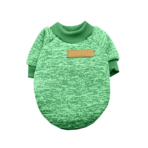 Feizikaw Hundekleider Hundepullover Klassischer Warmer Haustierpullover Haustierhundekleidung Strickwaren Warmer Hundepyjama für kleine Hundewelpen Winter-Hündchen-Sweatshirt (Green, M) von Feizikaw