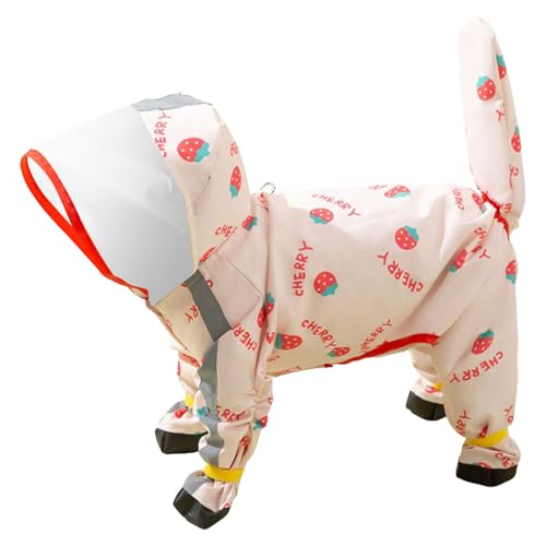 Feizikaw Hundekleider Regenmantel für kleine Hunde mit D-Ring, vollständig bedeckende Hunderegenjacke, Regenponcho für Hunde mit reflektierenden Streifen, Regenstiefel (XS) von Feizikaw