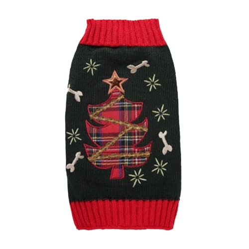 Feizikaw Hundekleider Weihnachtsgestrickte Haustierkleidung für große Hunde Herbst- und Winterkollektion (Red, S) von Feizikaw