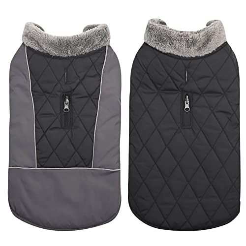 Feizikaw Hundekleider wasserdichter Haustiermantel Winter Warmer Hundemantel für kleine mittelgroße Hunde Doppelseitig tragbar Hält im Winter warm (Black, XL) von Feizikaw
