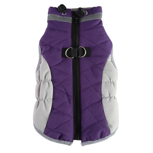 Hundekleidung Kleine Hunde Hundemantel, warme Hundejacke, Wintermantel, gepolsterte Hunde-Fleeceweste, reflektierende Hundemäntel für kaltes Wetter, mit integriertem Geschirr, winddichte (Purple, XL) von Feizikaw