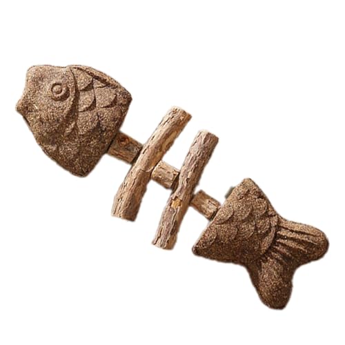 Hundespielzeug Katzenspielzeug in Fischgrätenform – Zahnreinigungsstab Holz, Fischgräten-Design, duftend zur Entspannung langlebig (+ gemischte + Frucht-Fischgräte), drei Arten (Coffee, 17.8cmX6.5cm) von Feizikaw