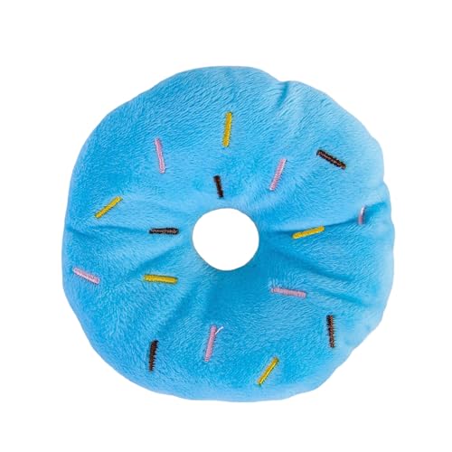 Kauspielzeug Hunde Buntes Haustierspielzeug in Donutform mit Quietschgeräuschen, für Welpen, Hunde Katzen, Kauspielzeug mit Sound, zufällige Farbe, robustes praktisches durchdachtes (Blue, 11cm) von Feizikaw