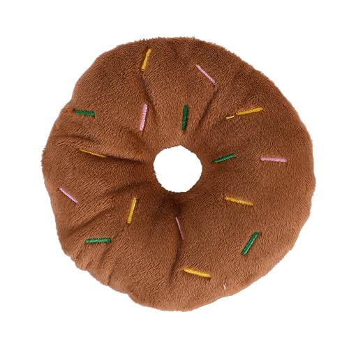 Kauspielzeug Hunde Buntes Haustierspielzeug in Donutform mit Quietschgeräuschen, für Welpen, Hunde Katzen, Kauspielzeug mit Sound, zufällige Farbe, robustes praktisches durchdachtes (Brown, 11cm) von Feizikaw