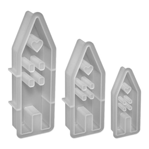 Kerzenständer Gold 3PCS Silikon Formen Casting Formen Häuser Kerze Für Casting Silikon Form Haus Mit Kerze Form Seife (Clear, One Size) von Feizikaw