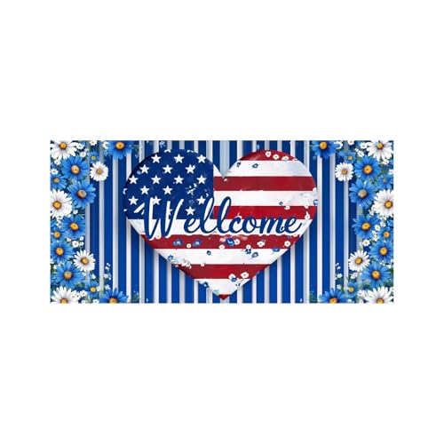 Outdoor Teppich Wetterfest Gummimatte zum Unabhängigkeitstag: Vlies-Canvas-Matte begleitet Sie zu Einer unvergesslichen Feiertagsparty! (B, 45x75cm) von Feizikaw