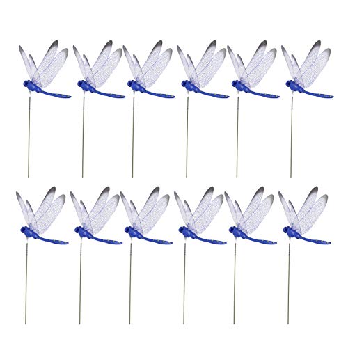 Pfingstrosen Künstlich Court Art Blumengüter Topf -Fliege Dekorbett 12 Stück Stakes Outdoor-Garden Home Furnishing (Blue, One Size) von Feizikaw