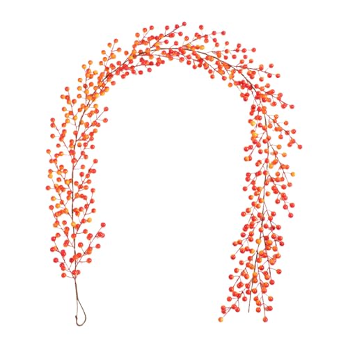 Seidenblumen Wie Echt Blumen für Haus und Garten, dekorative Hängeranken mit Beeren, 1,8 m lang, perfekt für Neujahrsfeiern, Kunststoffdesign (Orange, 180cm) von Feizikaw