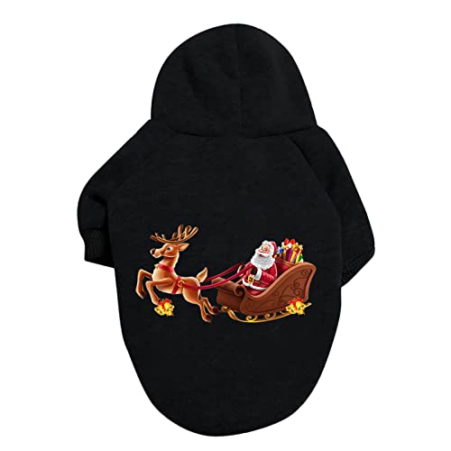 Feizikaw Shirts für Hunde Weihnachten Weihnachten Deer Santa Hundepullover Hundekleidung Kostüm Haustierkostüm Haustierkostüm (Black, 2XL) von Feizikaw