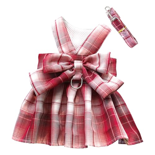 Vêtements Pour Animaux de Compagnie Haustier Plaid Rock Brustgurt Traktion Seil Walking Hund Katze Weste Kleidung liefert (B, S) von Feizikaw