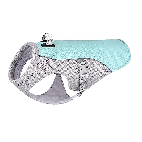 Vêtements pour Animaux de Compagnie Kühlweste für Hunde, Geschirr, atmungsaktives Mesh, Kühljacke für Hunde, verstellbarer Sommer-Hundemantel, reflektierende Eiskleidung für große, mittelgroße (A, S) von Feizikaw