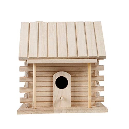 Vogelfutter Spender Hölzernes hängendes Nistkasten-Gartenhaus-Haus Nester-Vogel-Dekorations-Kasten-Terrasse-Rasen u (Khaki, One Size) von Feizikaw