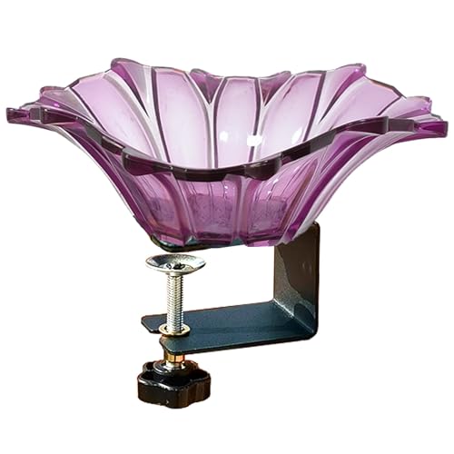 Vogelfutterhaus Zum AufhäNgen Montiertes Vogelbad, Vogelbadschüssel aus Glas, Spa mit Verstellbarer, Stabiler Stahlklemme für die Dekoration von Garten, Terrasse und Hof im Freien (Purple, One Size) von Feizikaw