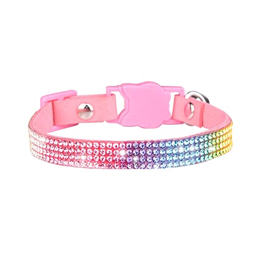 Welpen Halsbänder Set 2 verstellbare Größen, personalisierte weiße Strass-Katzenhalsbänder mit Krawatte, Mädchen-Katzenhalsband mit Metallschnalle, verstellbare Welpenhalsbänder für Katzen (XS) von Feizikaw