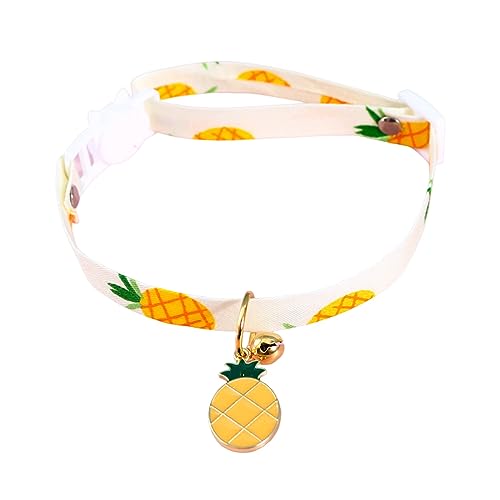 Welpen Halsbänder Set Niedliches Obst-Haustierhalsband, einfarbiges Schleifenhalsband, Katzenhalsband mit Glöckchen für Ihr Baby, Katze, Hund (Yellow, One Size) von Feizikaw