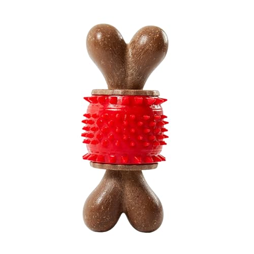 Welpen Kauspielzeug Kauspielzeug aus Holz als Alternative für Hundestäbchen, für aggressive Kauer, langlebig, natürlicher Holzduft, Pflegedesign für mittelgroße bis große Hunde, (Red, One Size) von Feizikaw