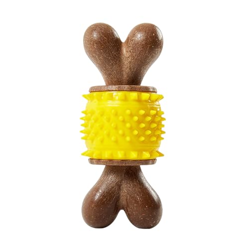 Welpen Kauspielzeug Kauspielzeug aus Holz als Alternative für Hundestäbchen, für aggressive Kauer, langlebig, natürlicher Holzduft, Pflegedesign für mittelgroße bis große Hunde, (Yellow, One Size) von Feizikaw