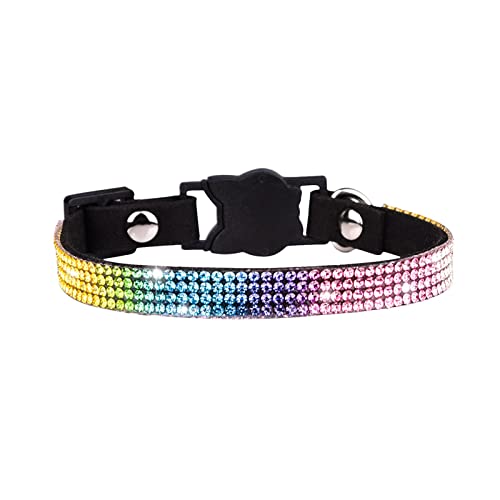 Welpenhalsbänder 2 verstellbare Größen, personalisierte Farbe, Strass-Katzenhalsbänder mit Krawatte, Mädchen-Katzenhalsband mit Metallschnalle, verstellbare Welpenhalsbänder für Katzen (Black, XS) von Feizikaw